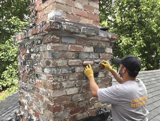 In-progress chimney restoration by Farmington Chimney Sweep in Farmington, CT