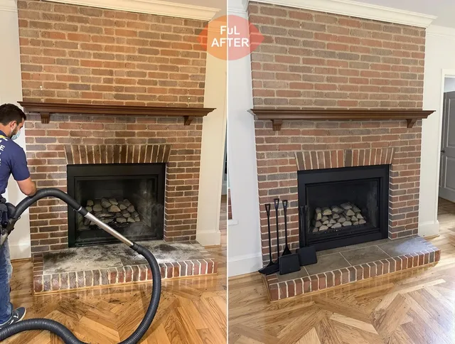 Farmington Chimney Sweep carefully sanitizing a fireplace in Farmington, CT