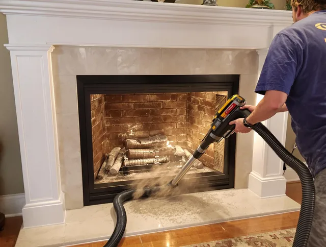 Fireplace cleaning performed by Farmington Chimney Sweep in Farmington, CT