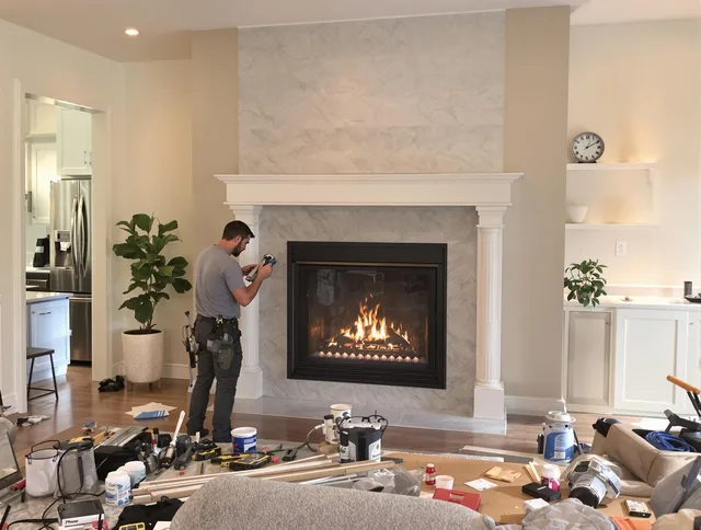 Newly installed fireplace by Farmington Chimney Sweep in Farmington, CT