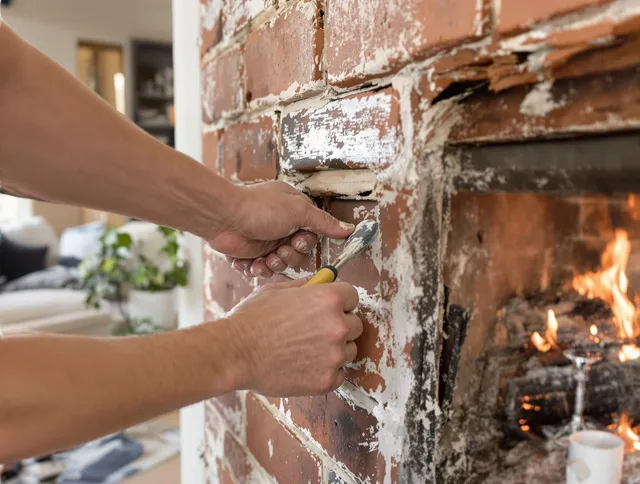 Routine fireplace repair by Farmington Chimney Sweep in Farmington, CT